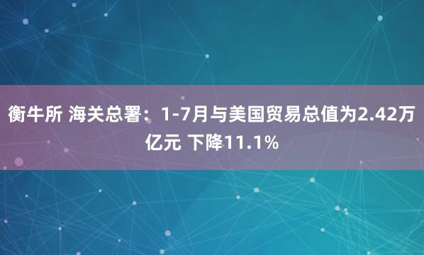 衡牛所 海关总署：1-7月与美国贸易总值为2.42万亿元 下降11.1%